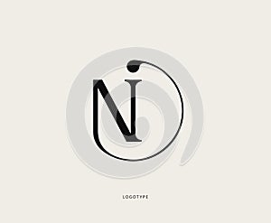 NI logo design. Circle shape elegant logo. photo